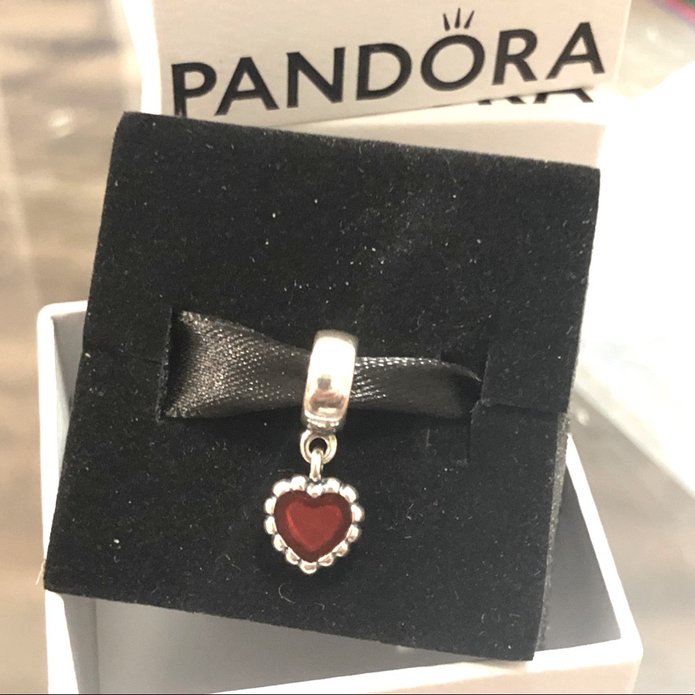 Authentic Pandora Charm - Red Heart Dangle Charm - Rare & Discontinued
